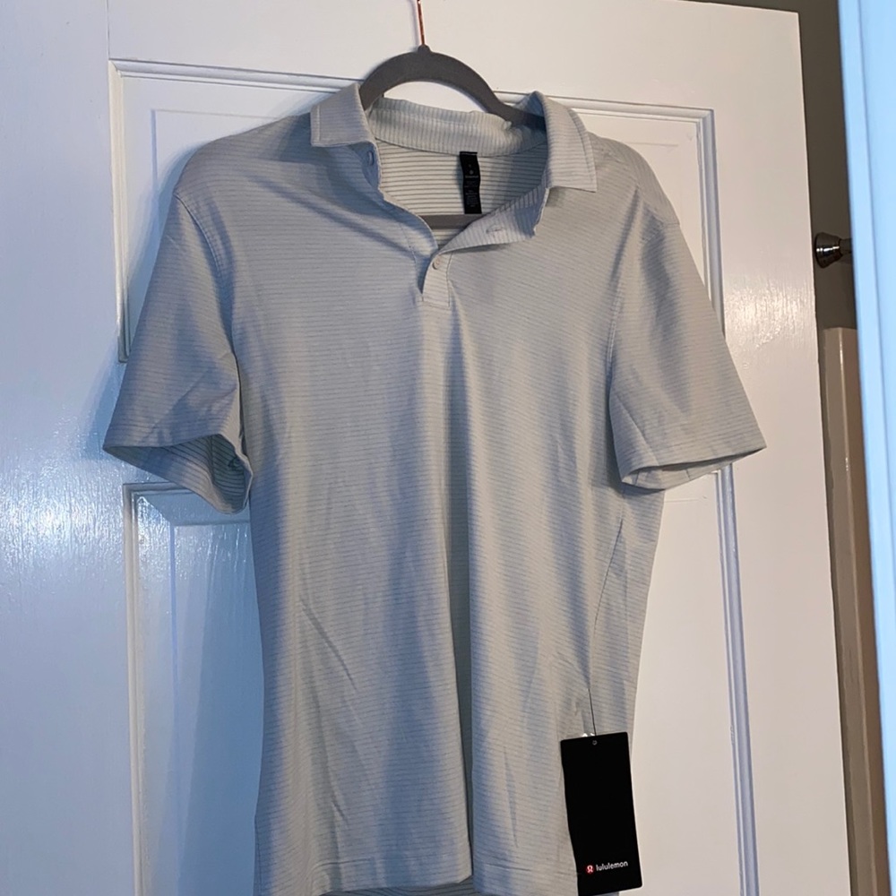 NWT MENS Evolution Polo white stripes SM